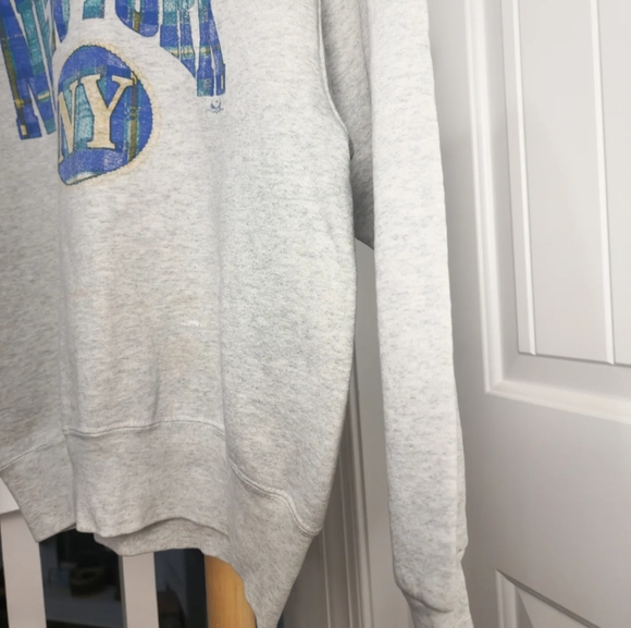 Vintage NYC New York Sweatshirt Pullover Crewneck 90s 1992 Gray Mens M* - Picture 3 of 9
